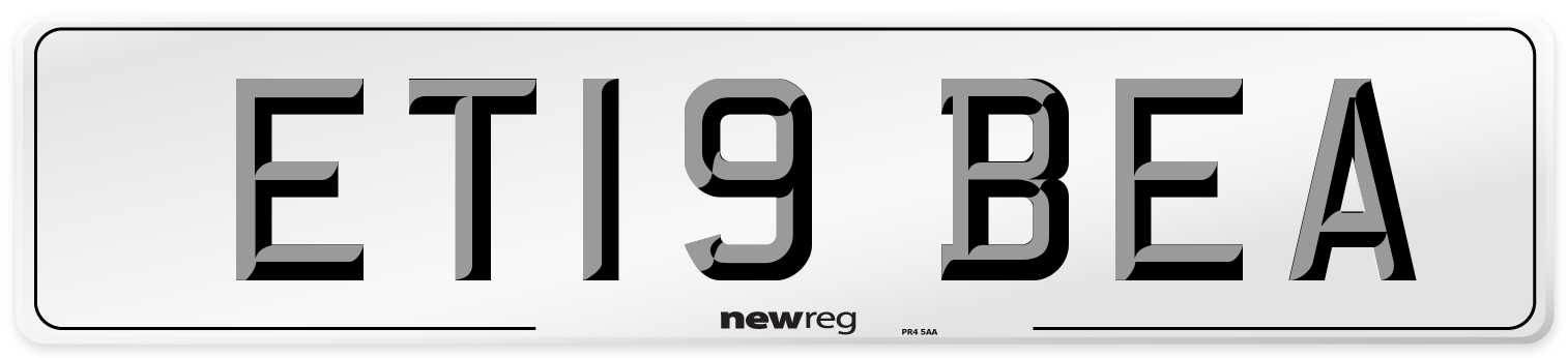ET19 BEA Number Plate from New Reg